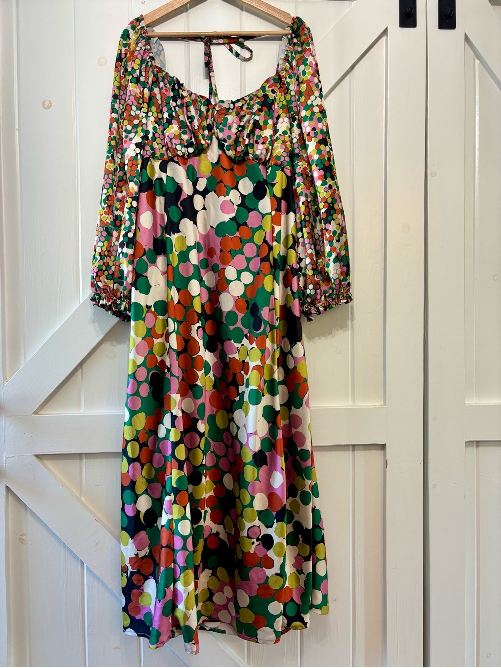 Anthropologie Porridge Multicolor Polka Dot Puff Sleeve Maxi Dress Plus Size 1X - Picture 2 of 13